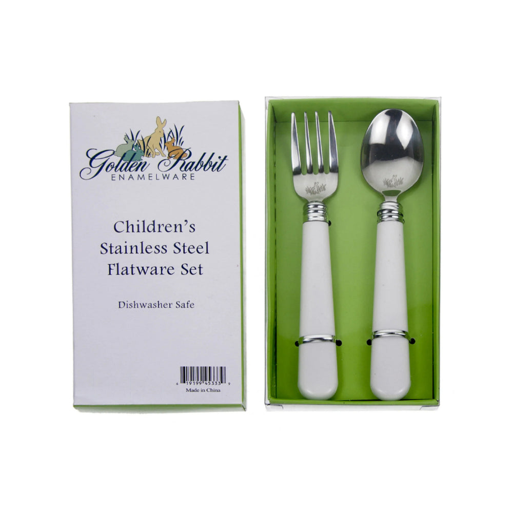 Golden Rabbit Children's Stainless Steel Flatware Set-White