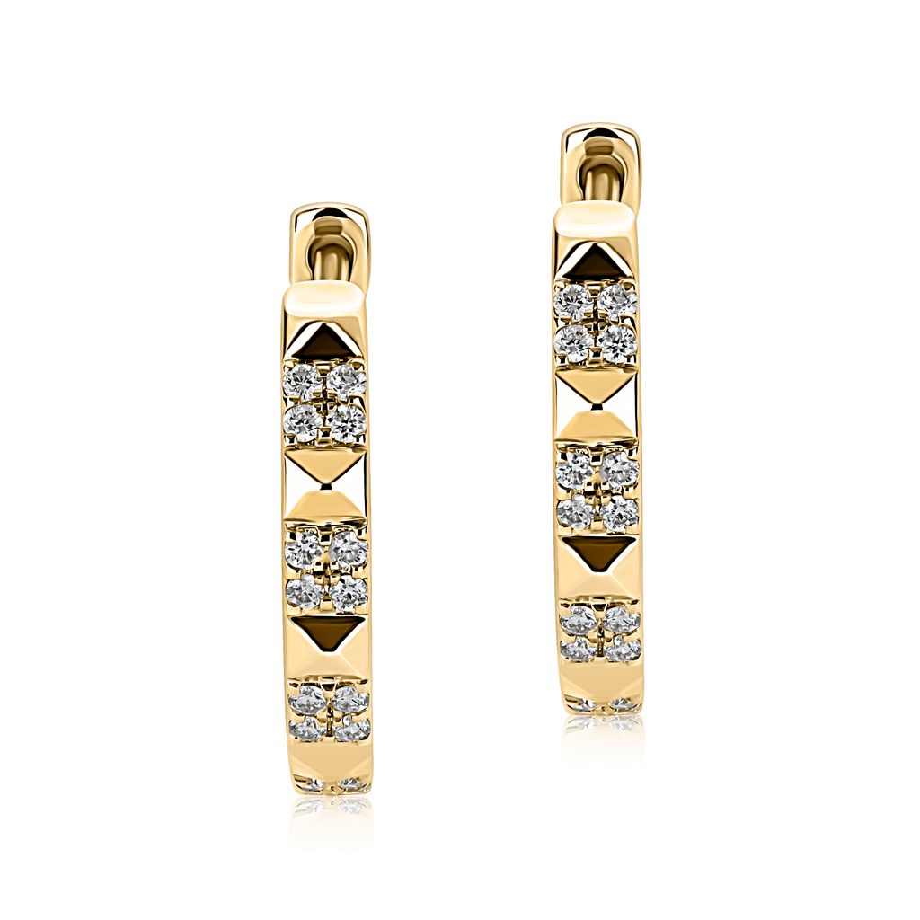 A. Jaffe 14k Gold Faceted Huggie Hoop Earrings with Diamonds