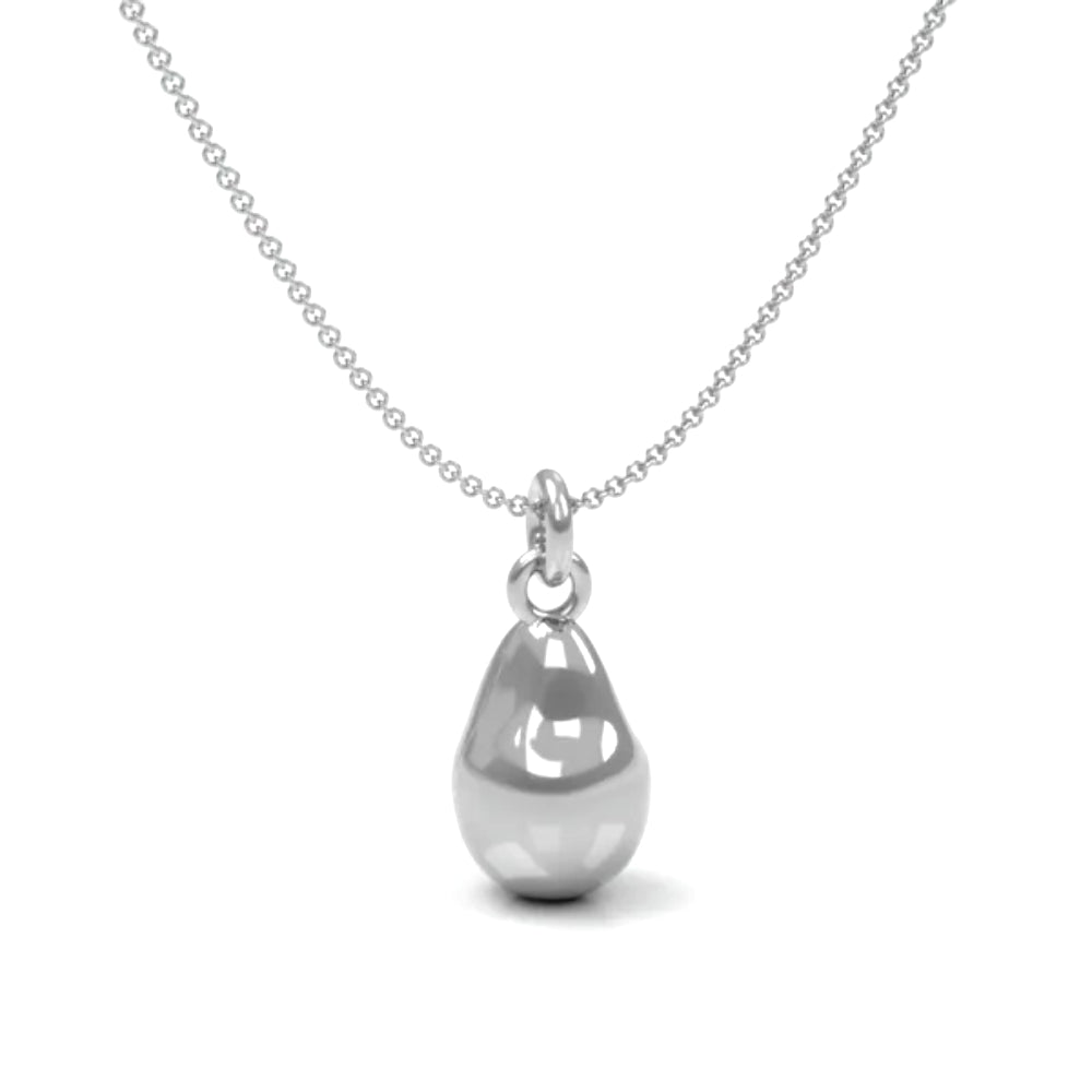 Silver Small Baroque Pearl Shape Drop Pendant Necklace