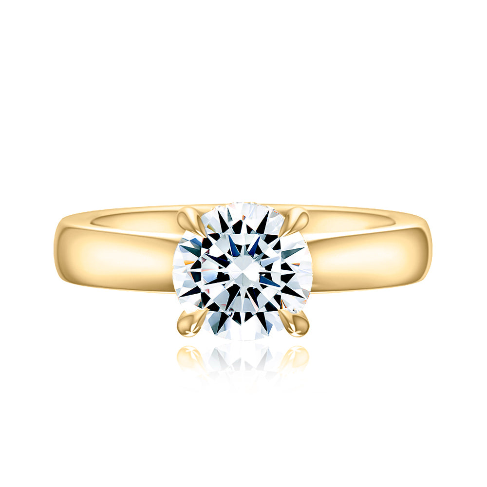 A. Jaffe 14k Gold Round Diamond Hidden Halo Solitaire Engagement Ring