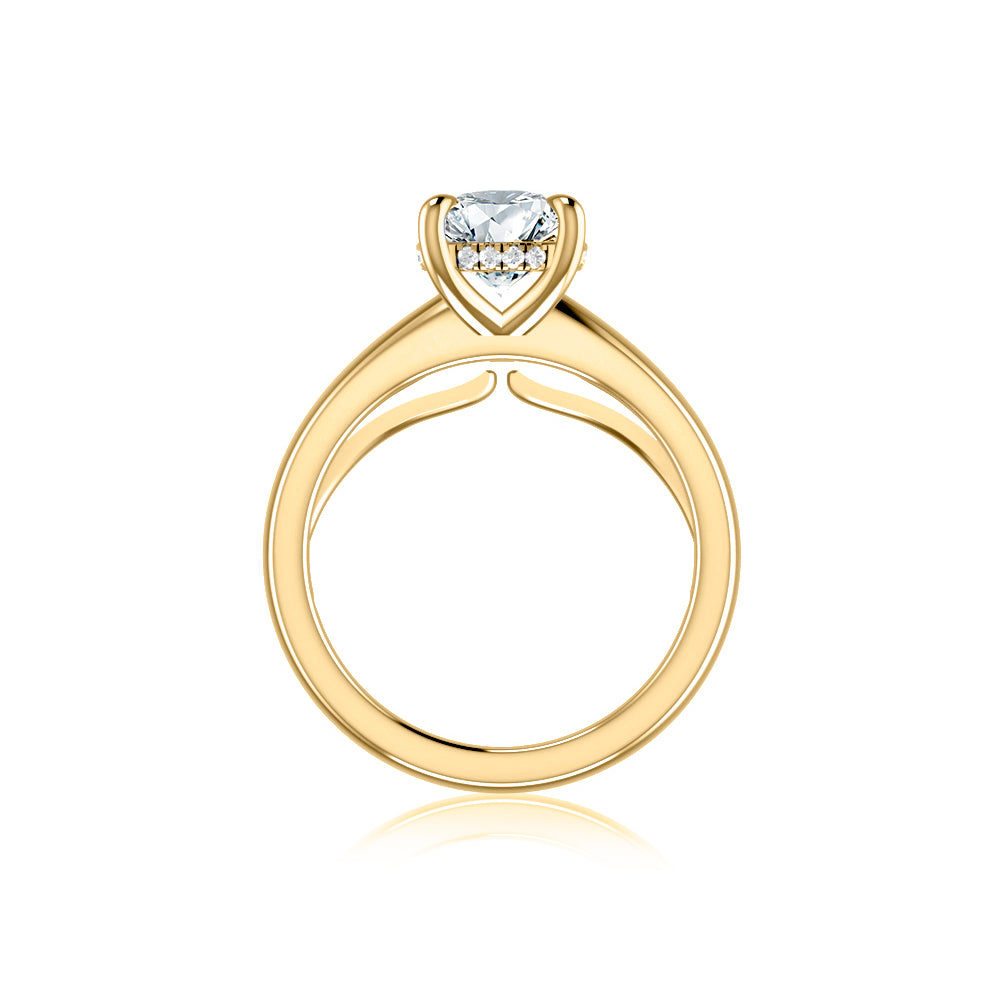 A. Jaffe 14k Gold Round Diamond Hidden Halo Solitaire Engagement Ring