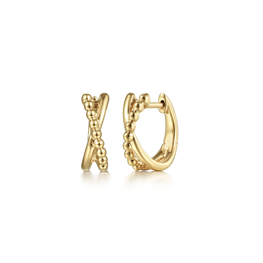 Gabriel & Co. 14k Yellow Gold Bujukan Collection Crossover Huggie Hoop Earrings