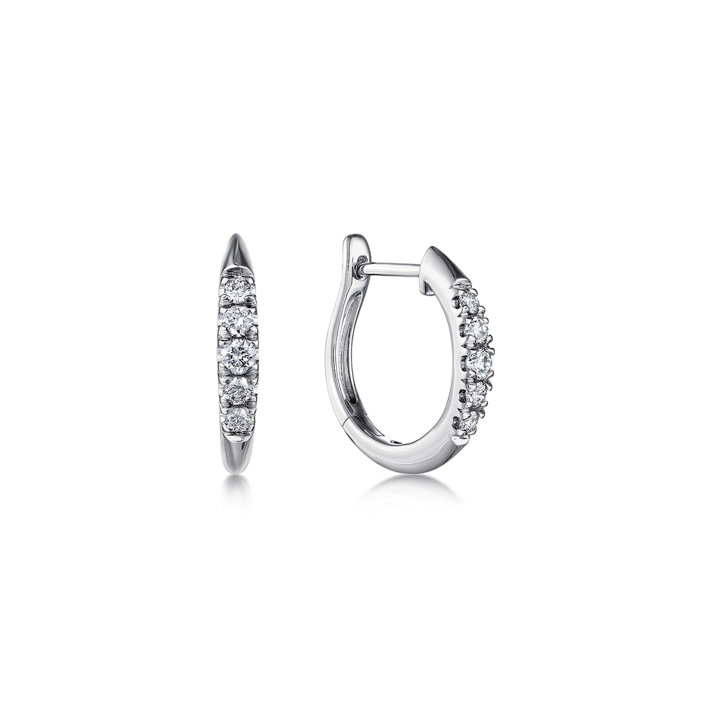 Gabriel & Co. 14k White Gold Lusso Collection 15mm Diamond Huggie Hoop Earrings