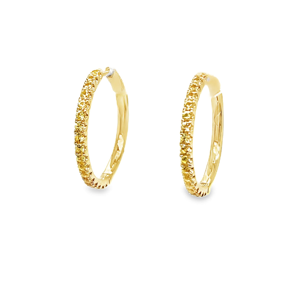 Lisa Nik 18k Gold Yellow Sapphire Hoop Earrings