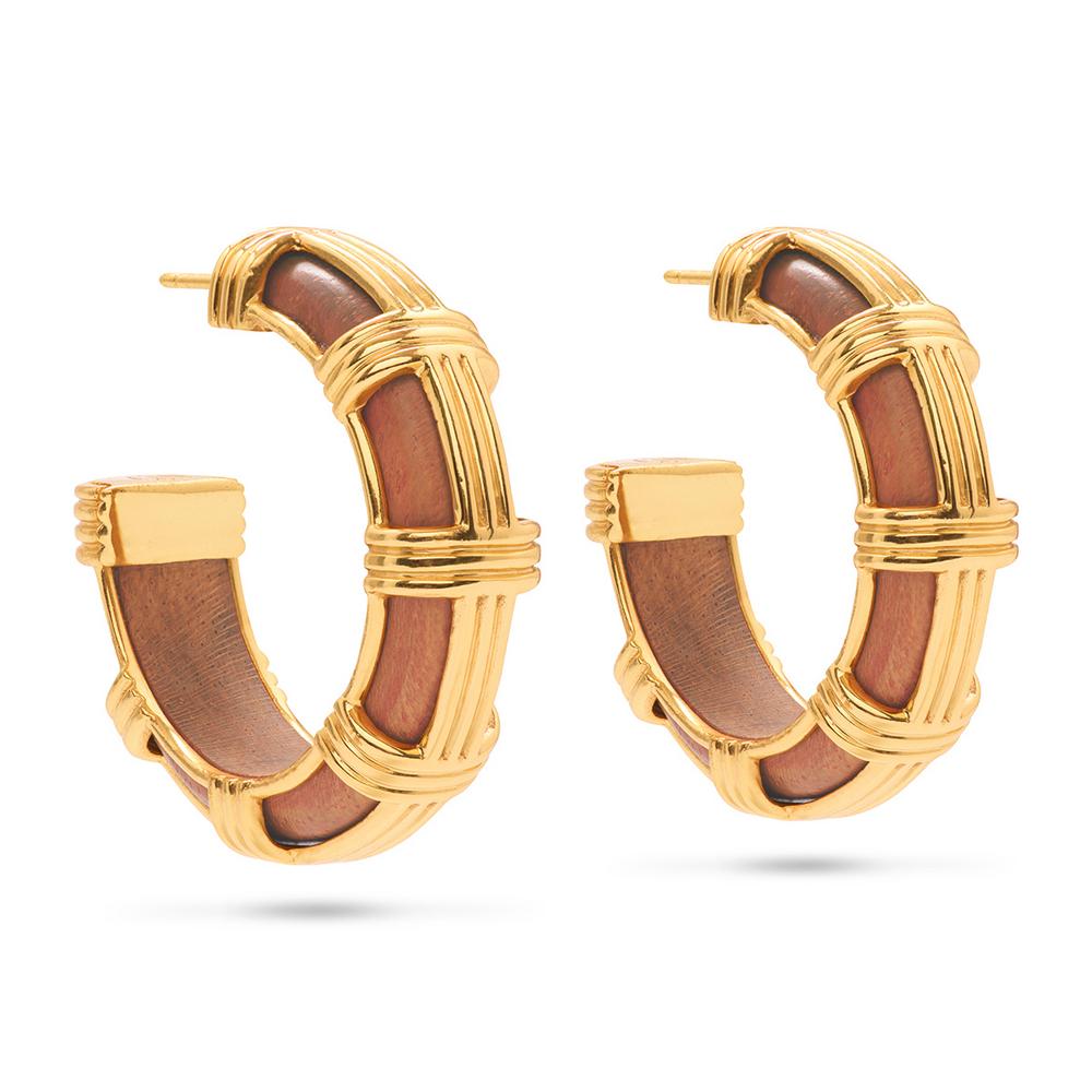 Capucine de Wulf Gaia Cage Hoop Earrings in Teak