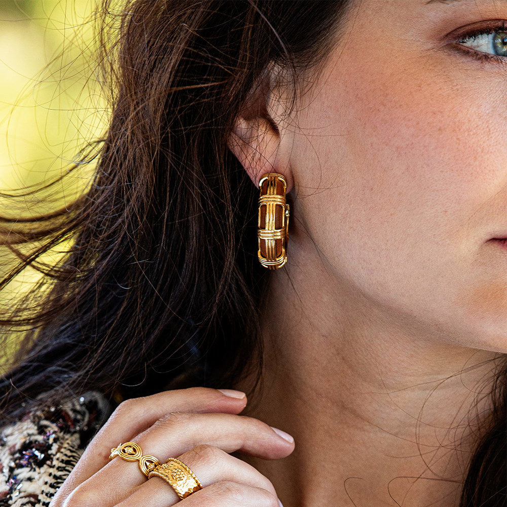 Capucine de Wulf Gaia Cage Hoop Earrings in Teak