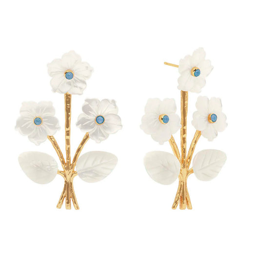 Capucine De Wulf Convertible Mermaid Garden Bouquet Post Earrings - Mother of Pearl & Ocean Jade