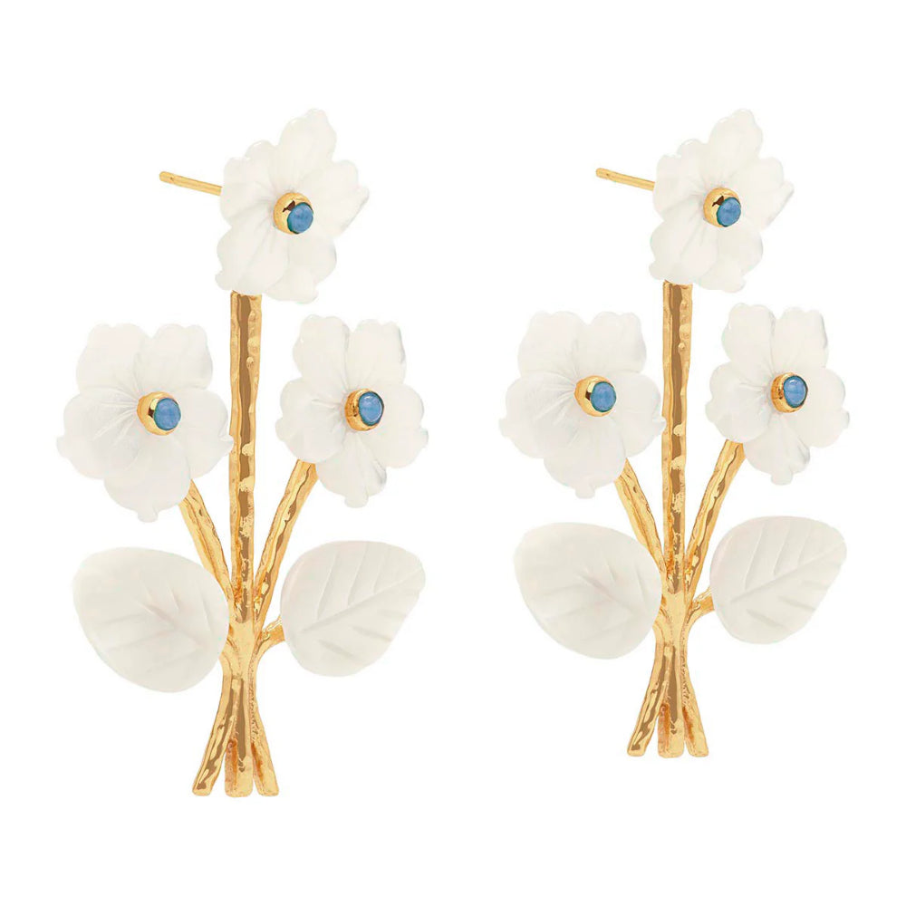 Capucine De Wulf Convertible Mermaid Garden Bouquet Post Earrings - Mother of Pearl & Ocean Jade