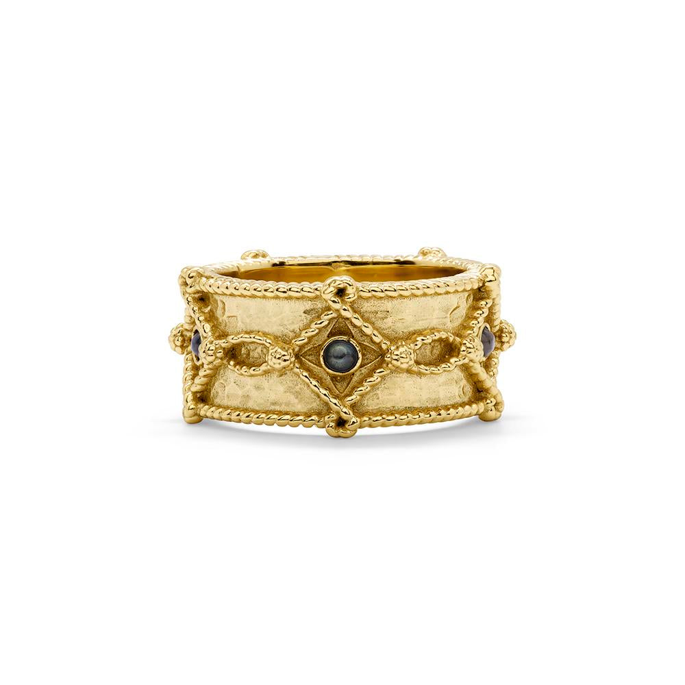 Capucine de Wulf Victoria Ring Band in Hammered Gold/Blue Labradorite