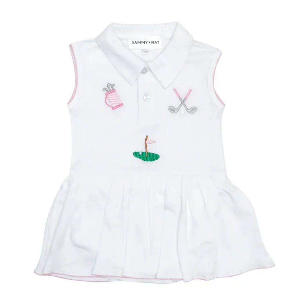Golf Embroidered Polo Riley Romper in Pink