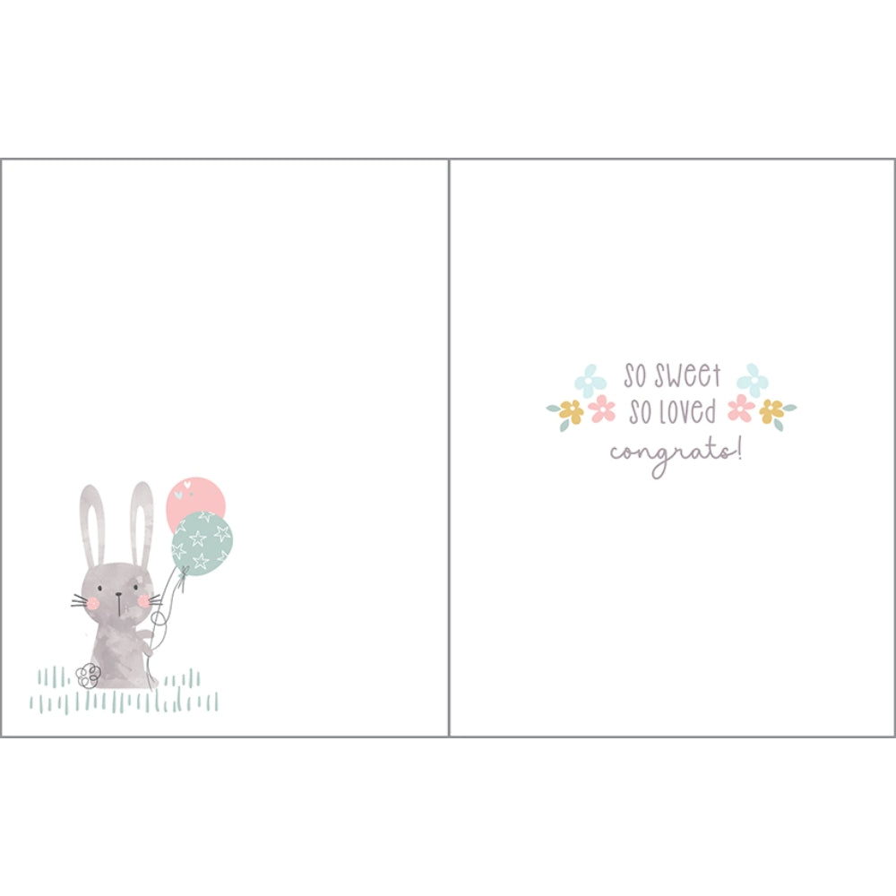 Gina B Designs Bunny & Balloons Baby Greeting Card