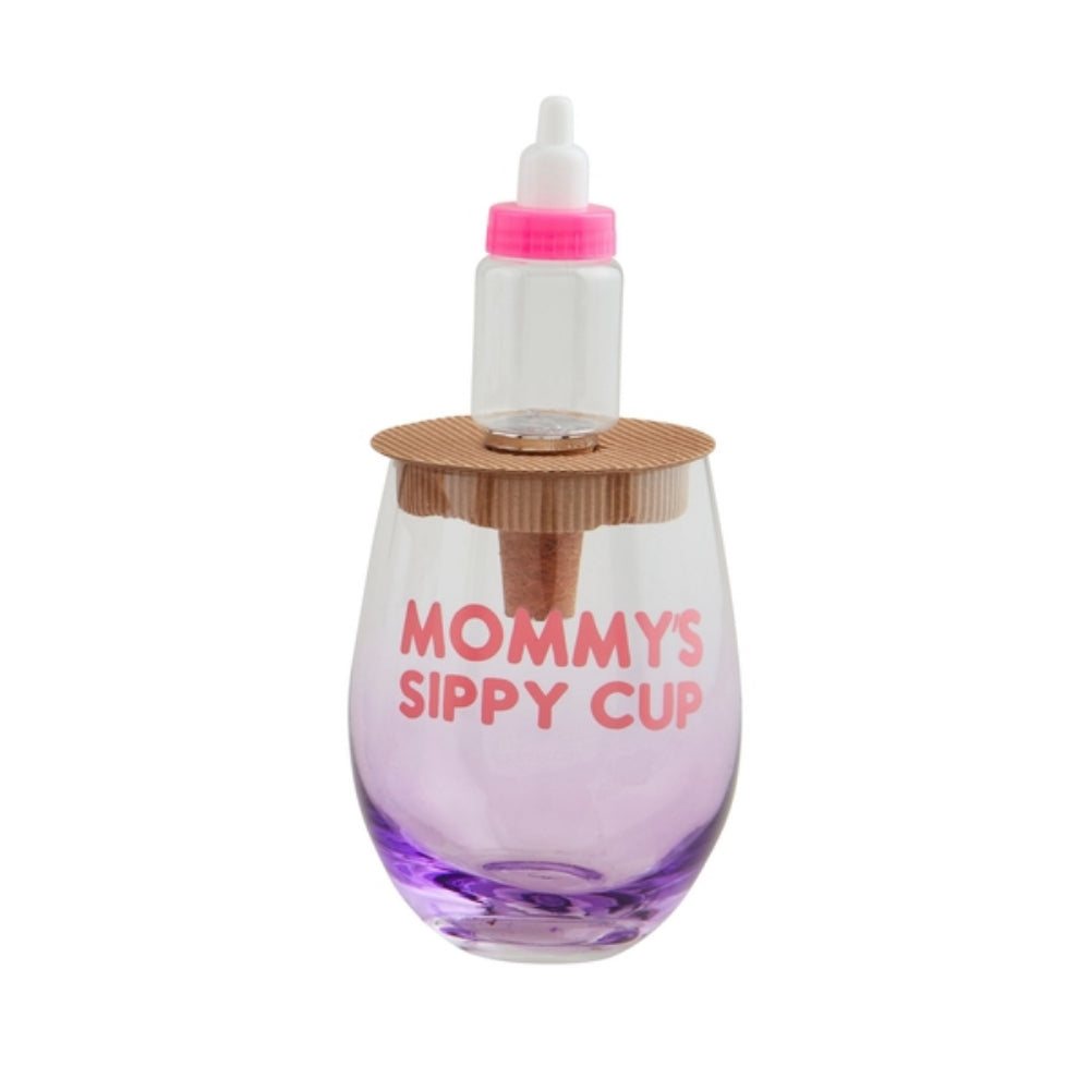 Mud Pie Mother Wine Glass & Stopper Set