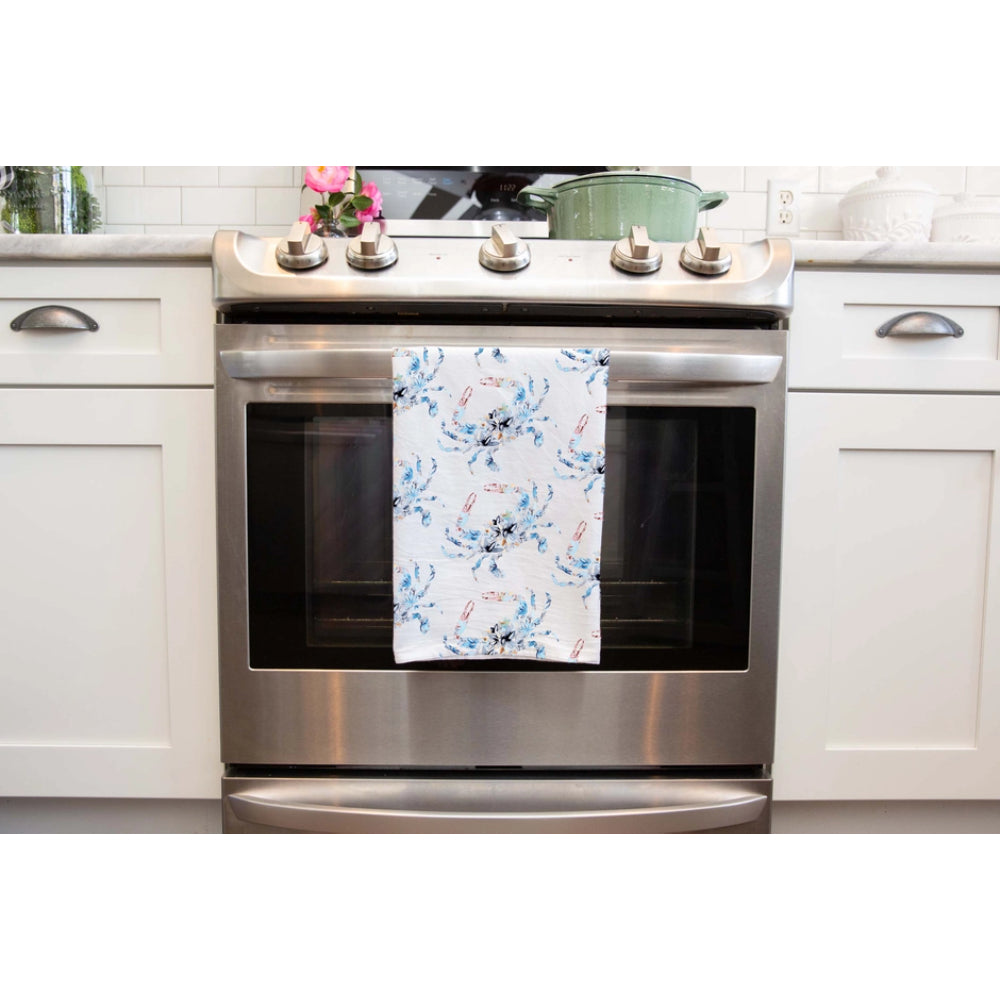 Amanda Klein Co. Blue Crab Flour Sack Tea Towel
