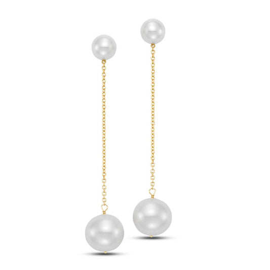 Mastoloni 14k Gold Freshwater Pearl Chain Drop Earrings