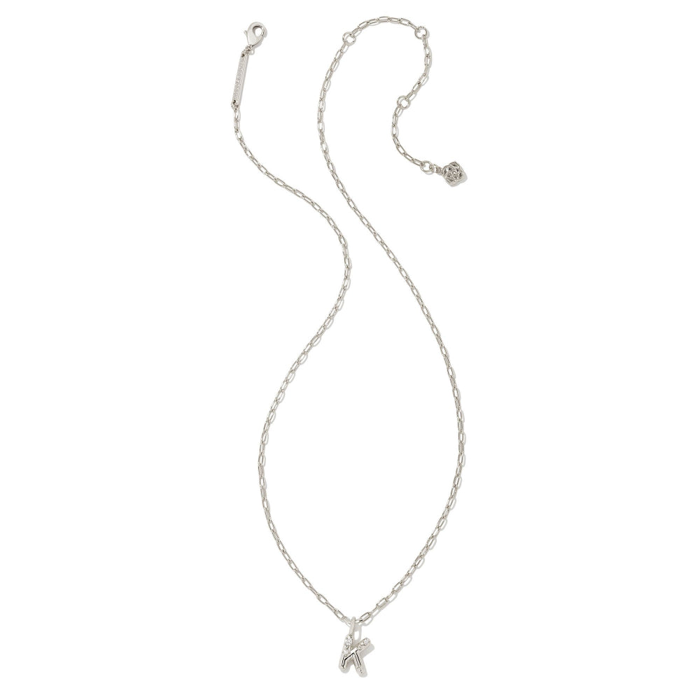 Kendra Scott Crystal Letter Short Silver Pendant Necklace