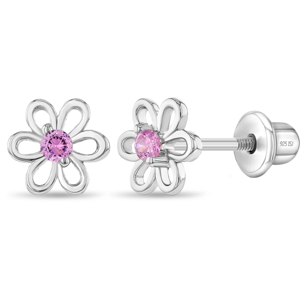Children's Spring CZ Flower Baby Earrings