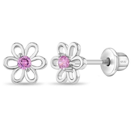 Children's Spring CZ Flower Baby Earrings