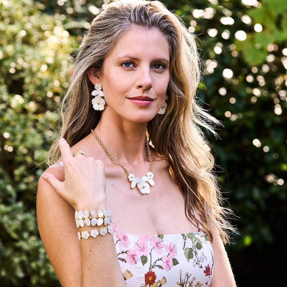 Capucine De Wulf Mermaid Garden Bouquet Necklace 16" - Mother of Pearl