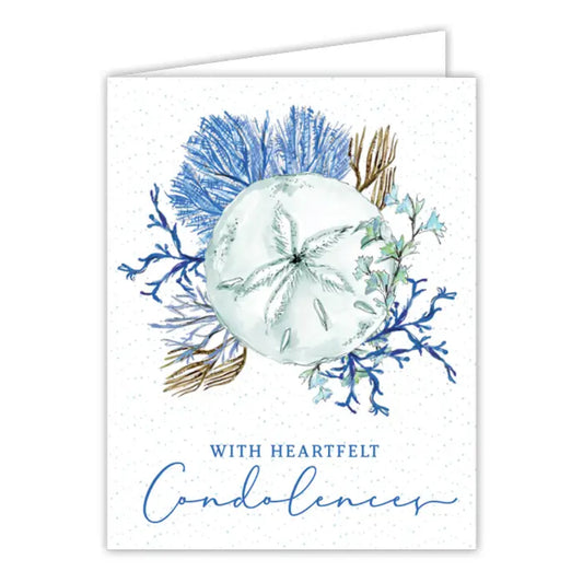 Heartfelt Condolences Coral with Sand Dollar Greeting Card