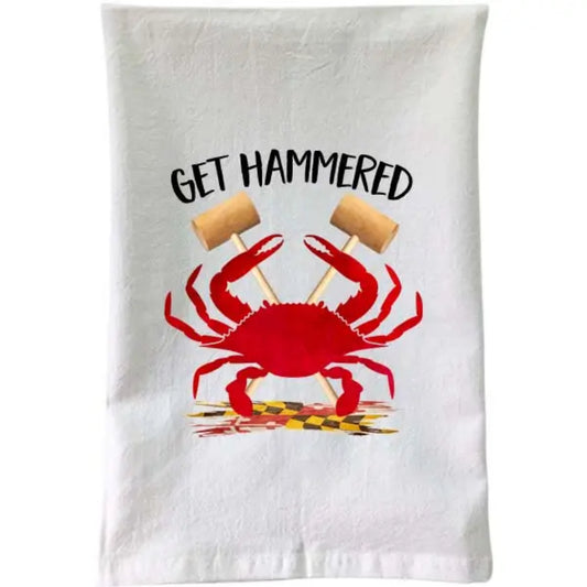 Red Crab-Get Hammered Flour Sack Towel