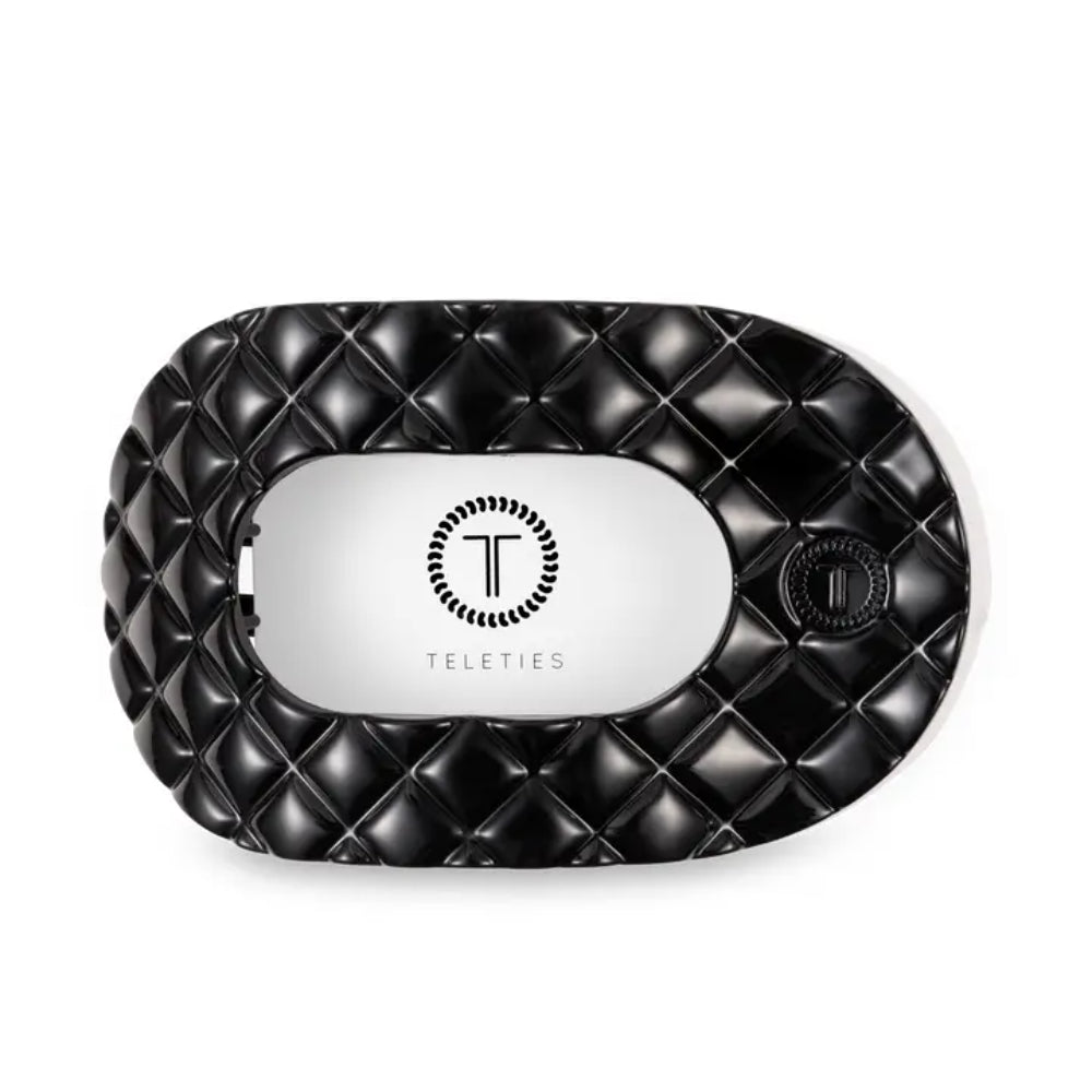 TELETIES Jet Black Quilted Flat Round Hair Clip