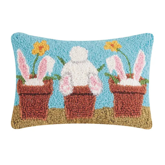Vase Rabbits Hook Pillow