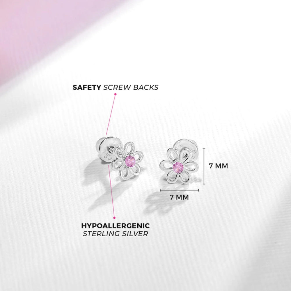 Children's Spring CZ Flower Baby Earrings