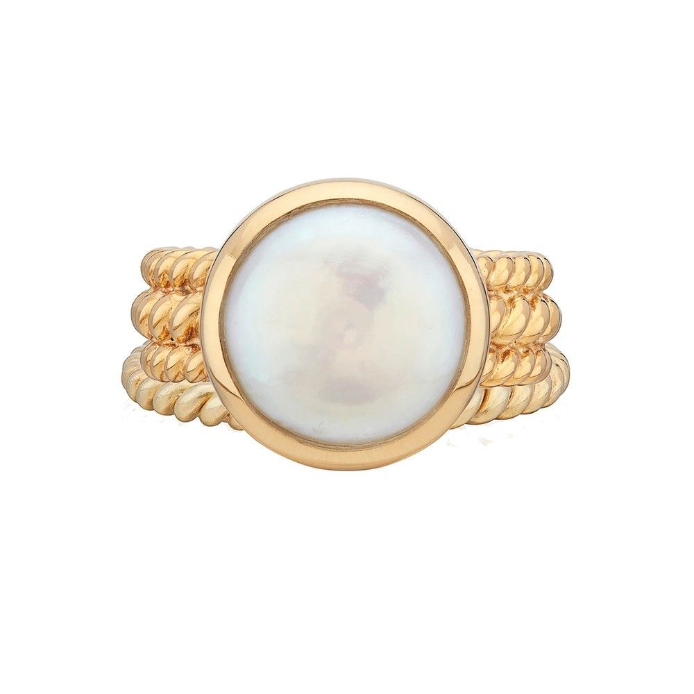 Anna Beck Coin Pearl Twisted Ring Size 5