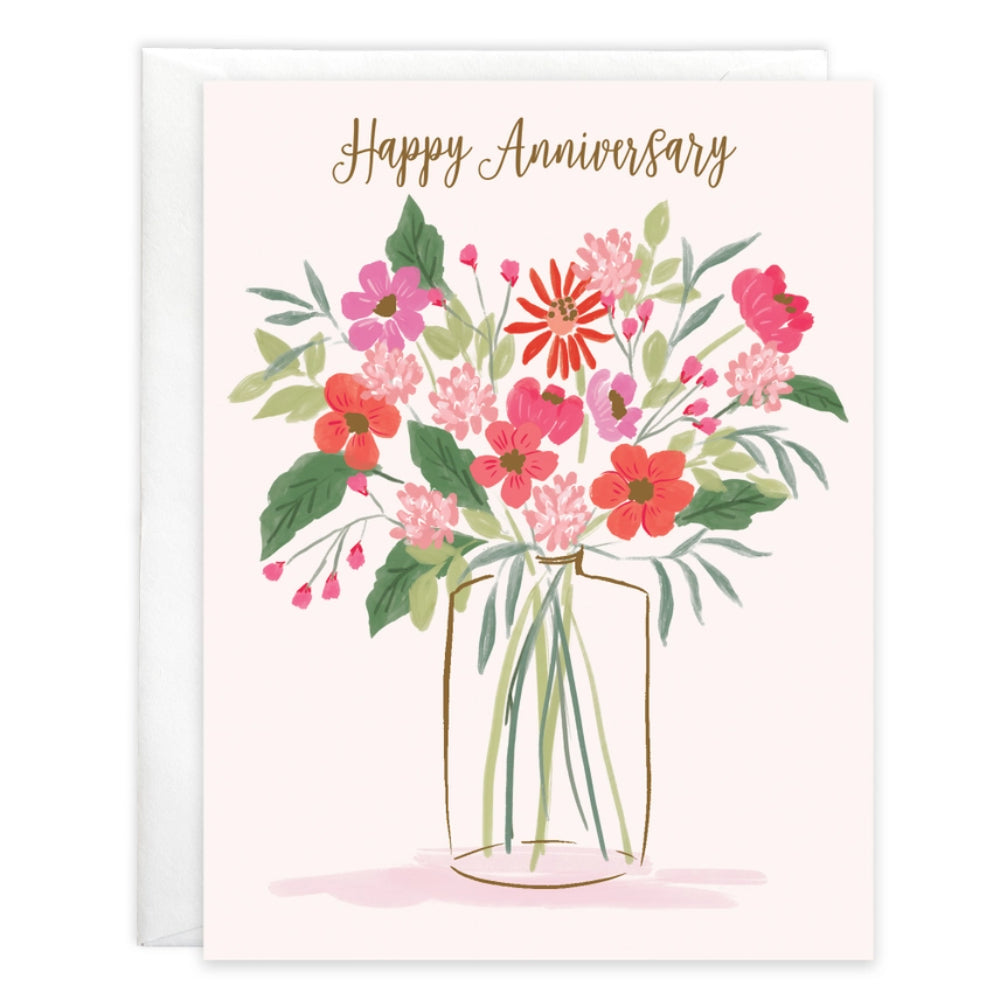 Gina B Designs Charming Flower Vase Anniversary Greeting Card