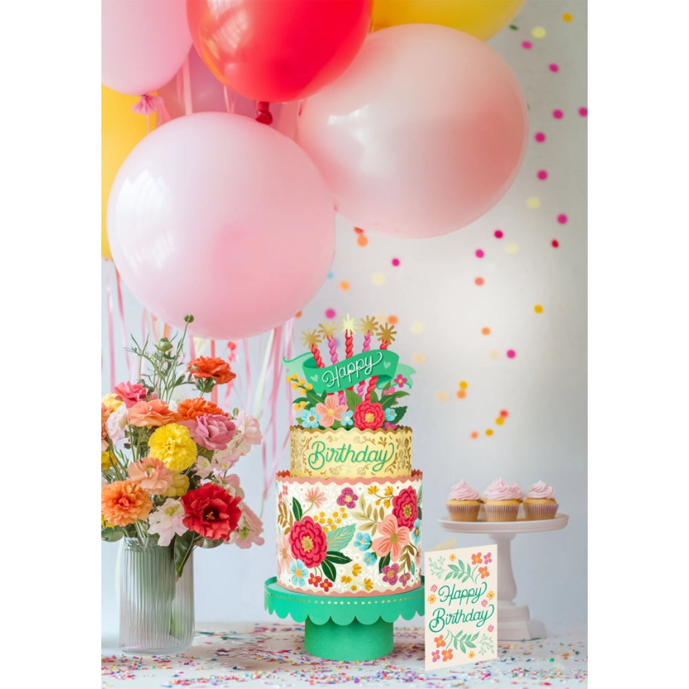 Blooming Birthday Cake Pop-Up Greeting Cards