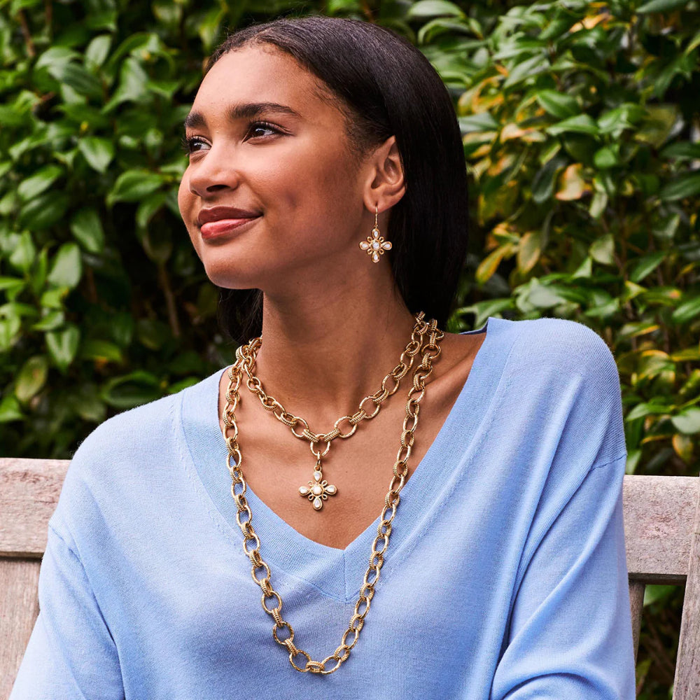 Capucine De Wulf Monique Gem Dangle Earrings in Mother of Pearl