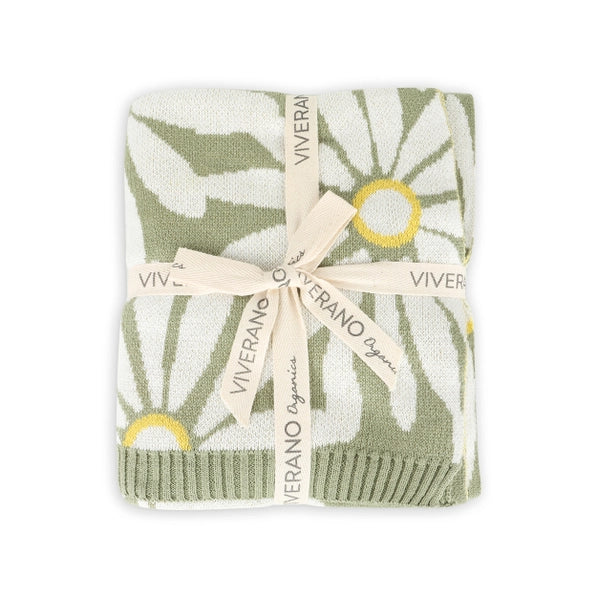 Viverano Organics Wildflower Organic Jacquard Knit Baby Blanket