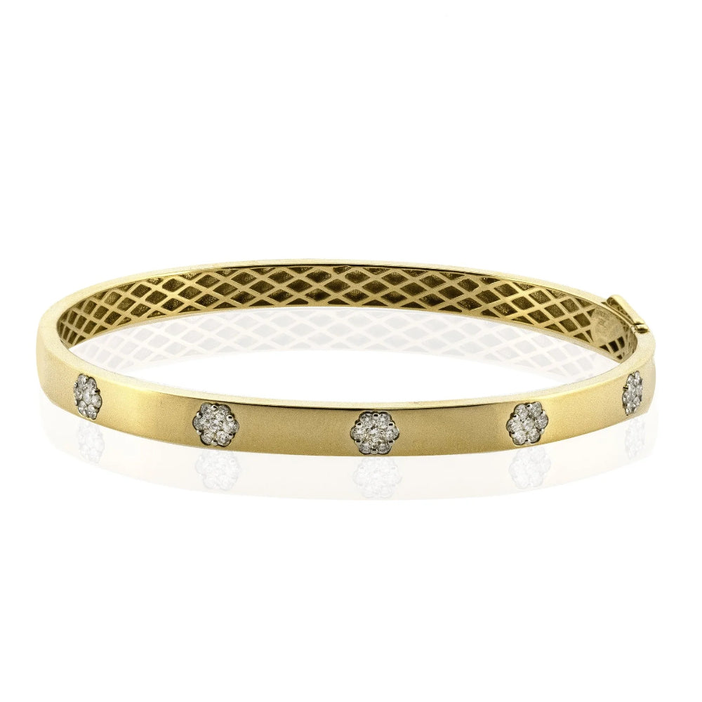 Simon G. 18k Gold Bangle Bracelet with Diamonds