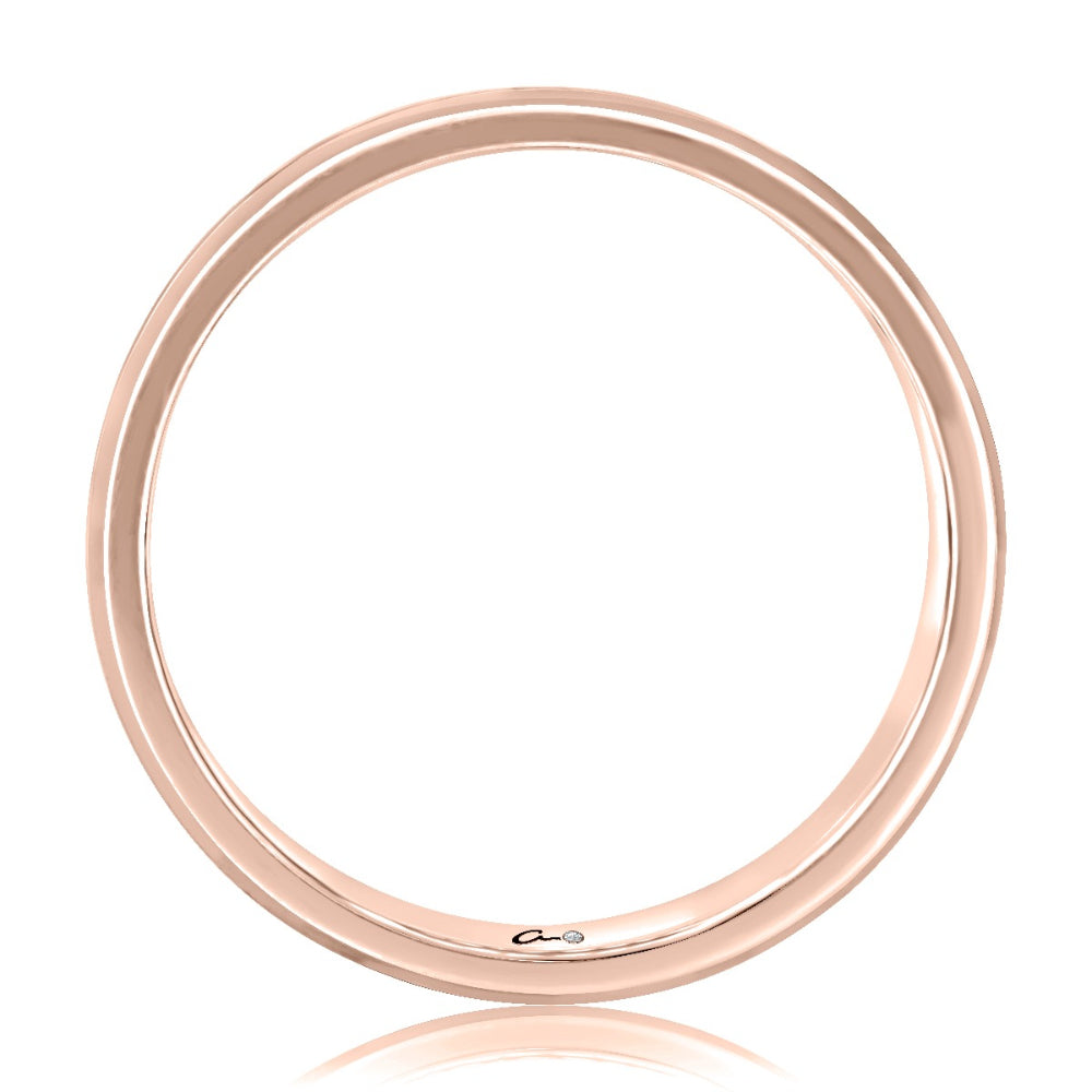 A. Jaffe Black Zirconium & 14k Rose Gold Satin Band with Beveled Edges