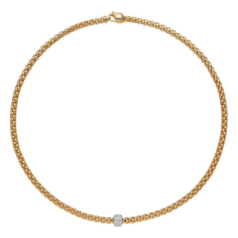 Fope Solo Collection 18k Gold Flexible Necklace with Diamonds