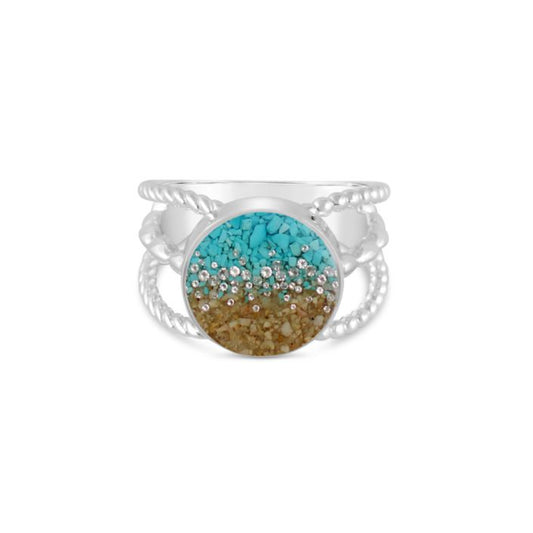 Dune Boho Ring - Diamond & Turquoise Gradient