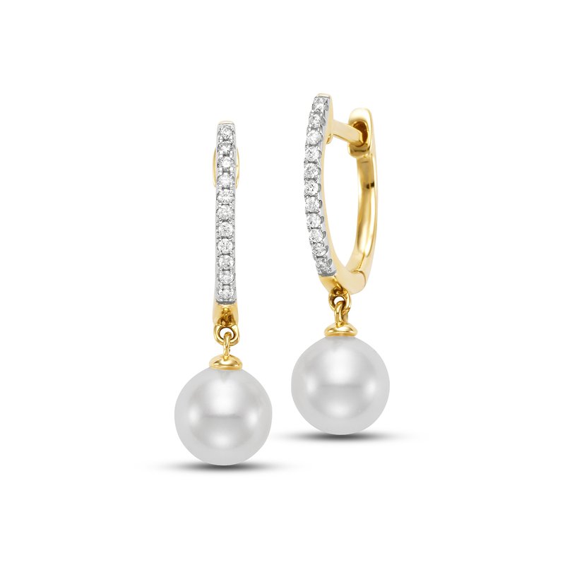 Mastoloni 14k Yellow Gold Pearl & Diamond Earrings