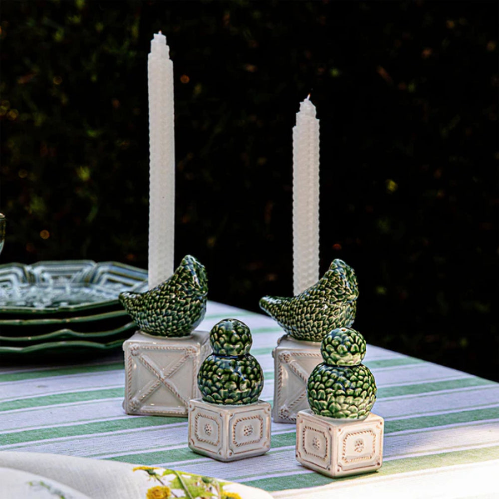Juliska Berry & Thread Bird Topiary Candlestick Set of Two - Multi