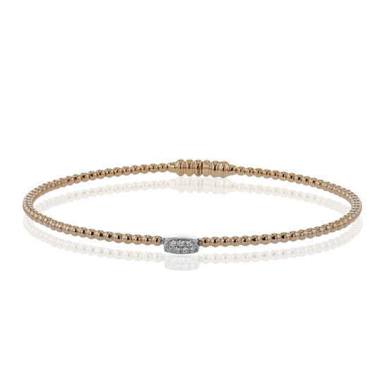 Simon G. Beaded Bangle in 18k Gold with Diamonds