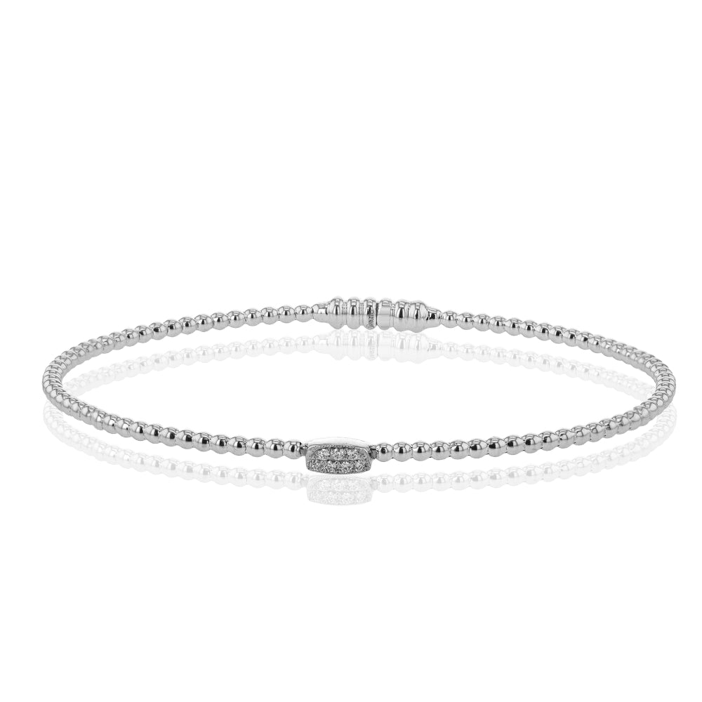 Simon G. Beaded Bangle in 18k Gold with Diamonds