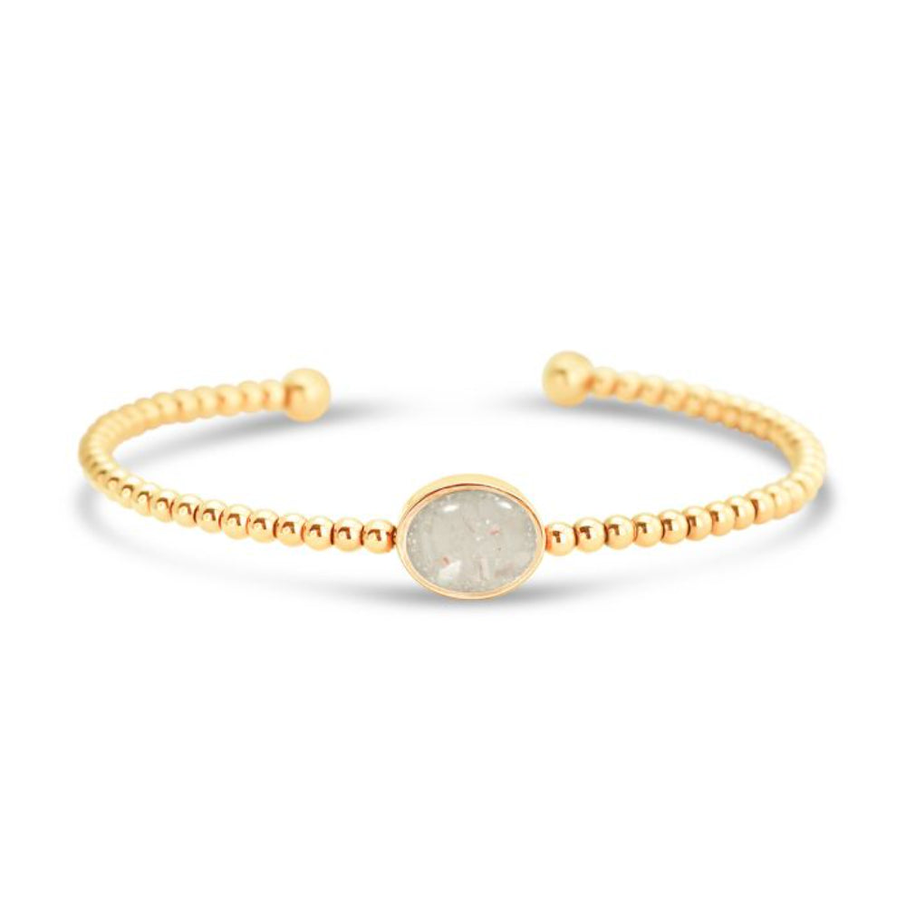 Dune Gold Beaded Cuff Bracelet - Oval