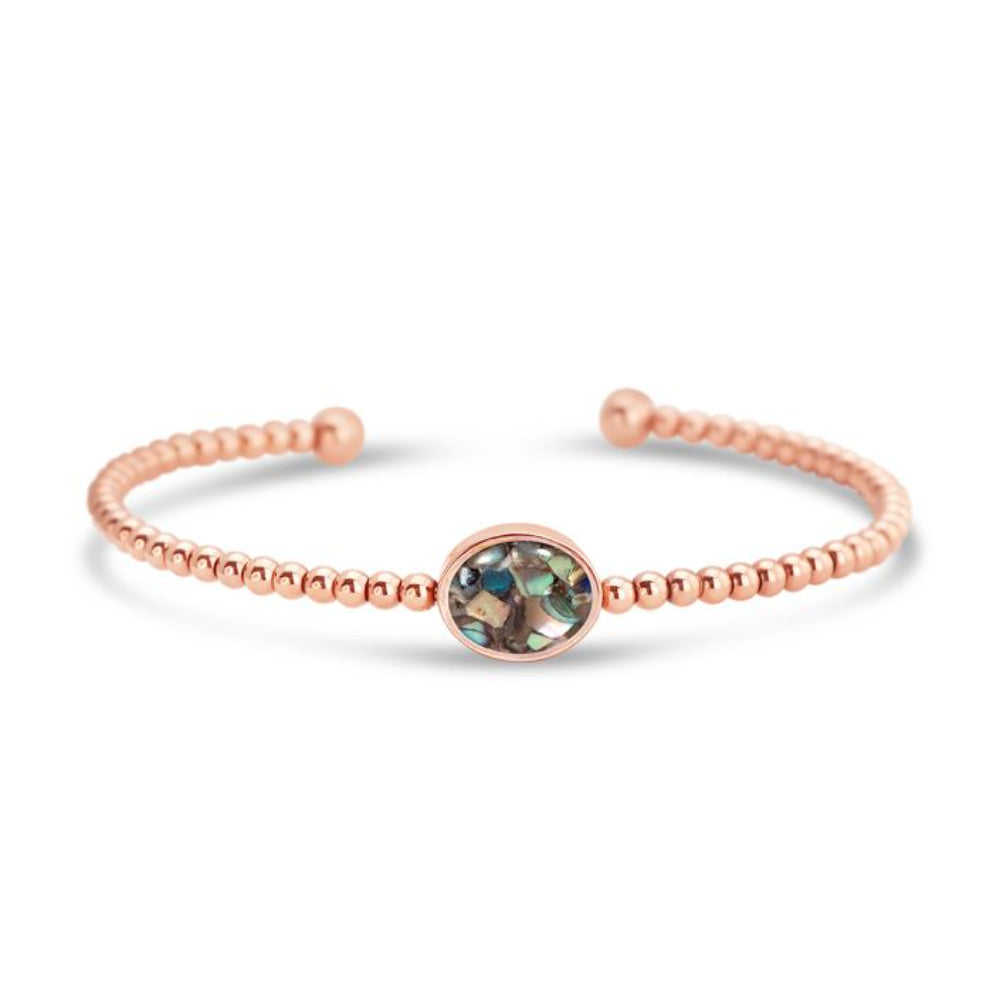 Dune Rose Gold Beaded Cuff Bracelet - Oval