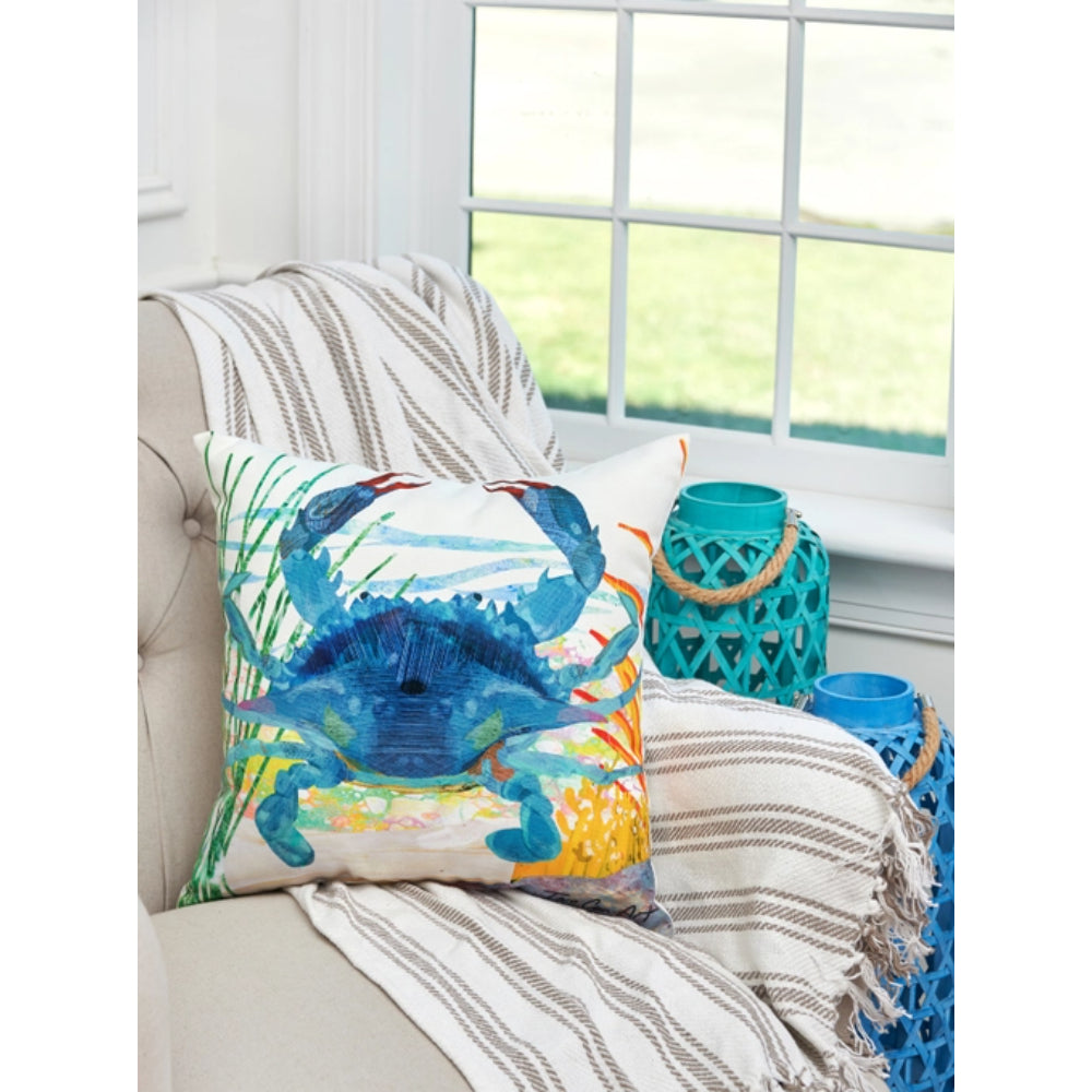C&F Home Coastal Blue Crab Indoor/Outdoor Throw Pillow