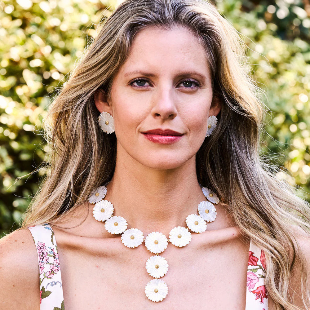 Capucine De Wulf Mermaid Garden Blossom Stud Earrings - Mother of Pearl