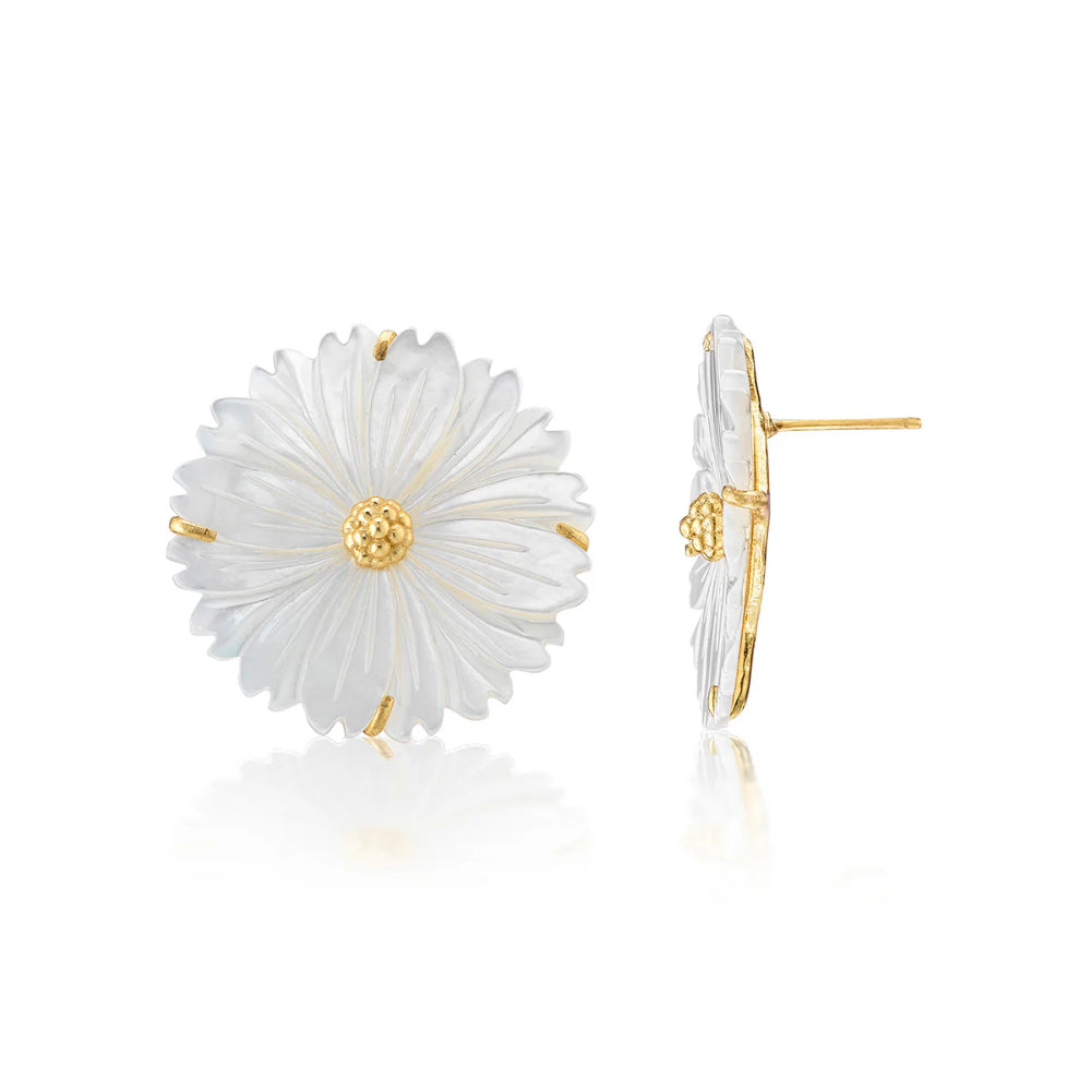 Capucine De Wulf Mermaid Garden Blossom Stud Earrings - Mother of Pearl