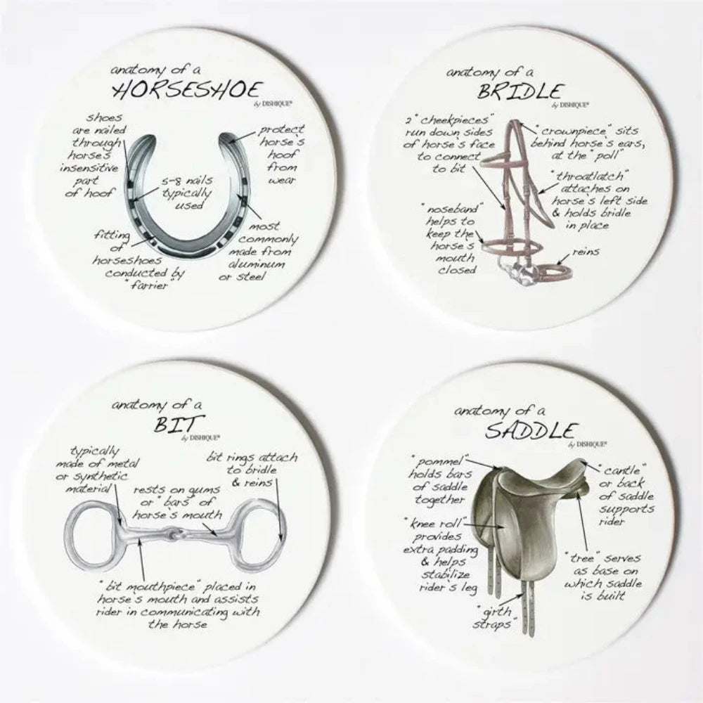 Dishique Equestrian Tack Anatomy Coasters - Set of 4