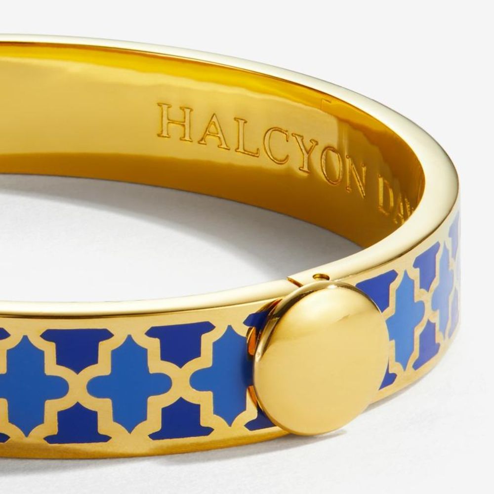 Halcyon Days 1cm Agama Gold Hinged Enamel Bangle
