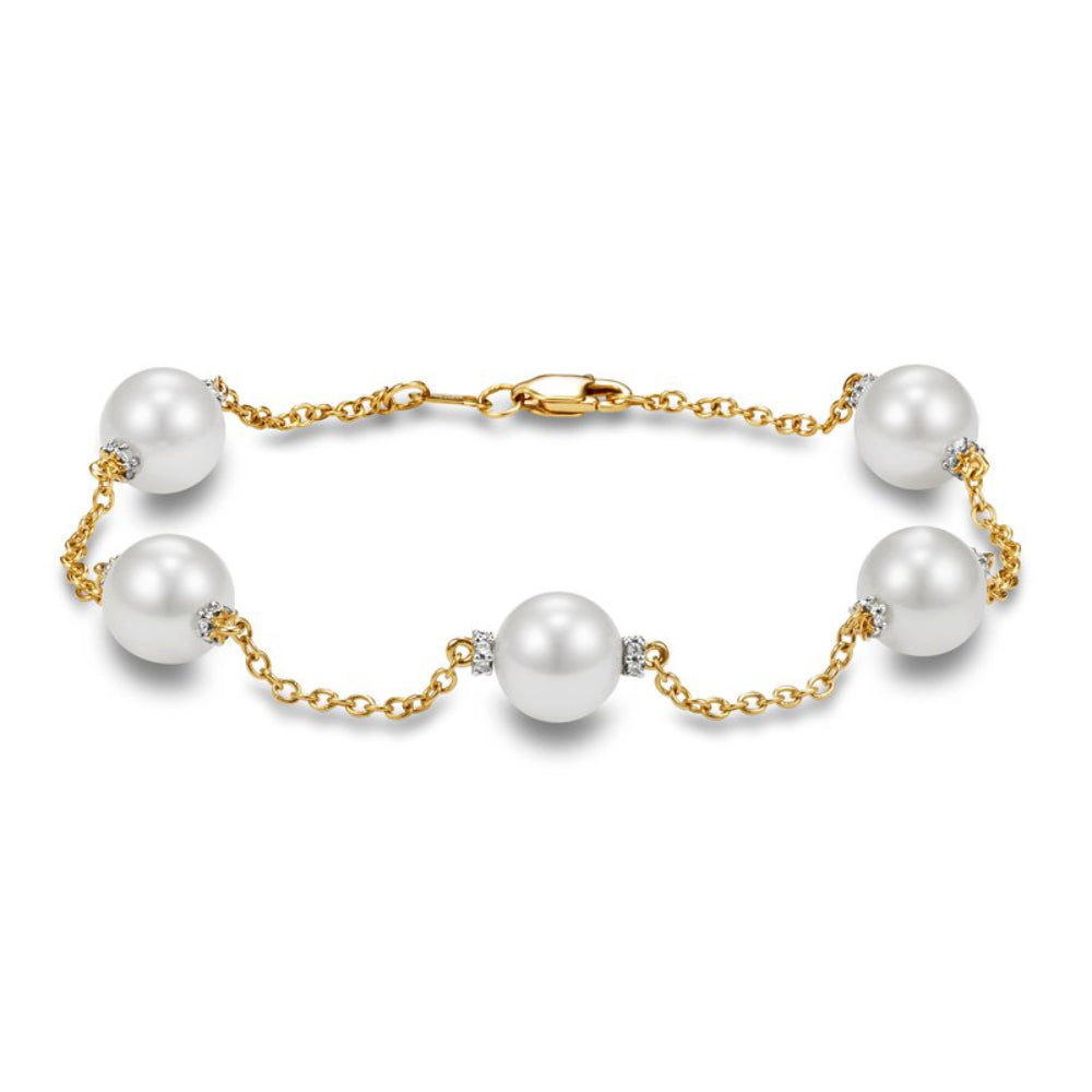 Mastoloni 18k Gold Freshwater Pearl Station Bracelet