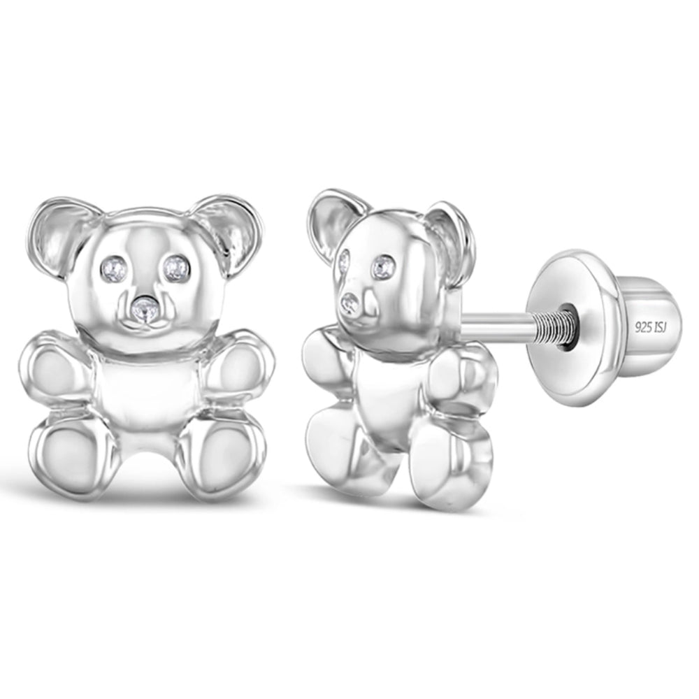 Children's Sterling Silver Teddy Bear Earrings