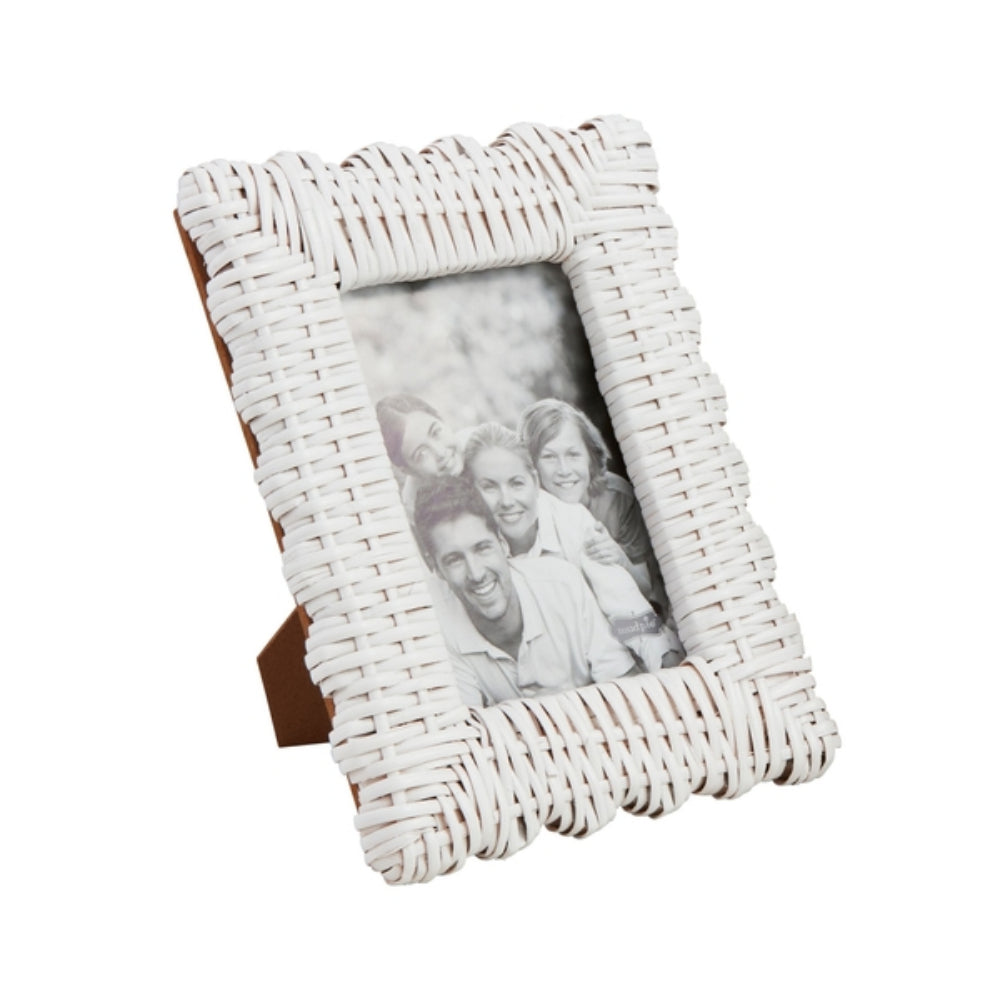 Mud Pie White Woven Frame